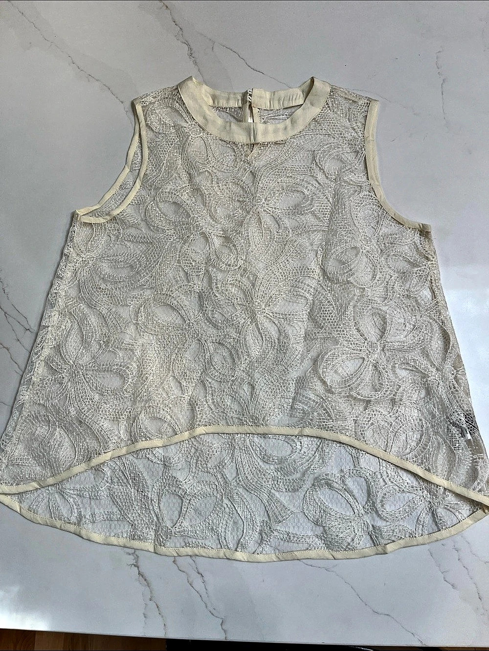 Dazy Floral Sheer Lace Sleeveless Blouse Size Large